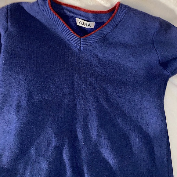 yuna | blue & red | v-neck | long sleeve sweater | one size - Picture 2 of 2